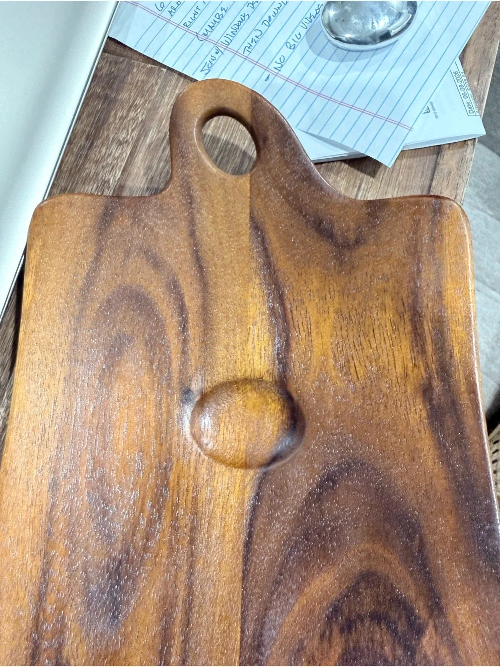 Nambe Wood Napkin Holder with Silver Accent - Natural Brown